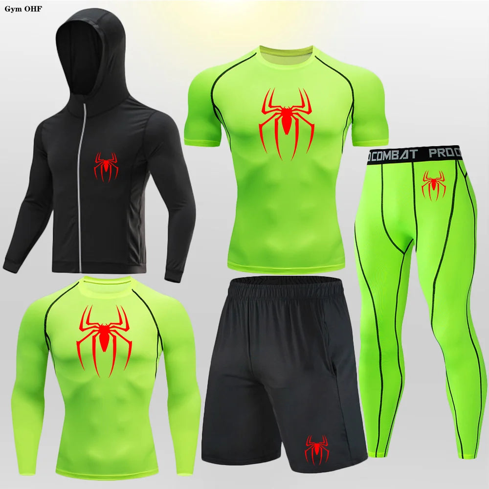 Men's Compression Sportswear Tights T-Shirt Spider