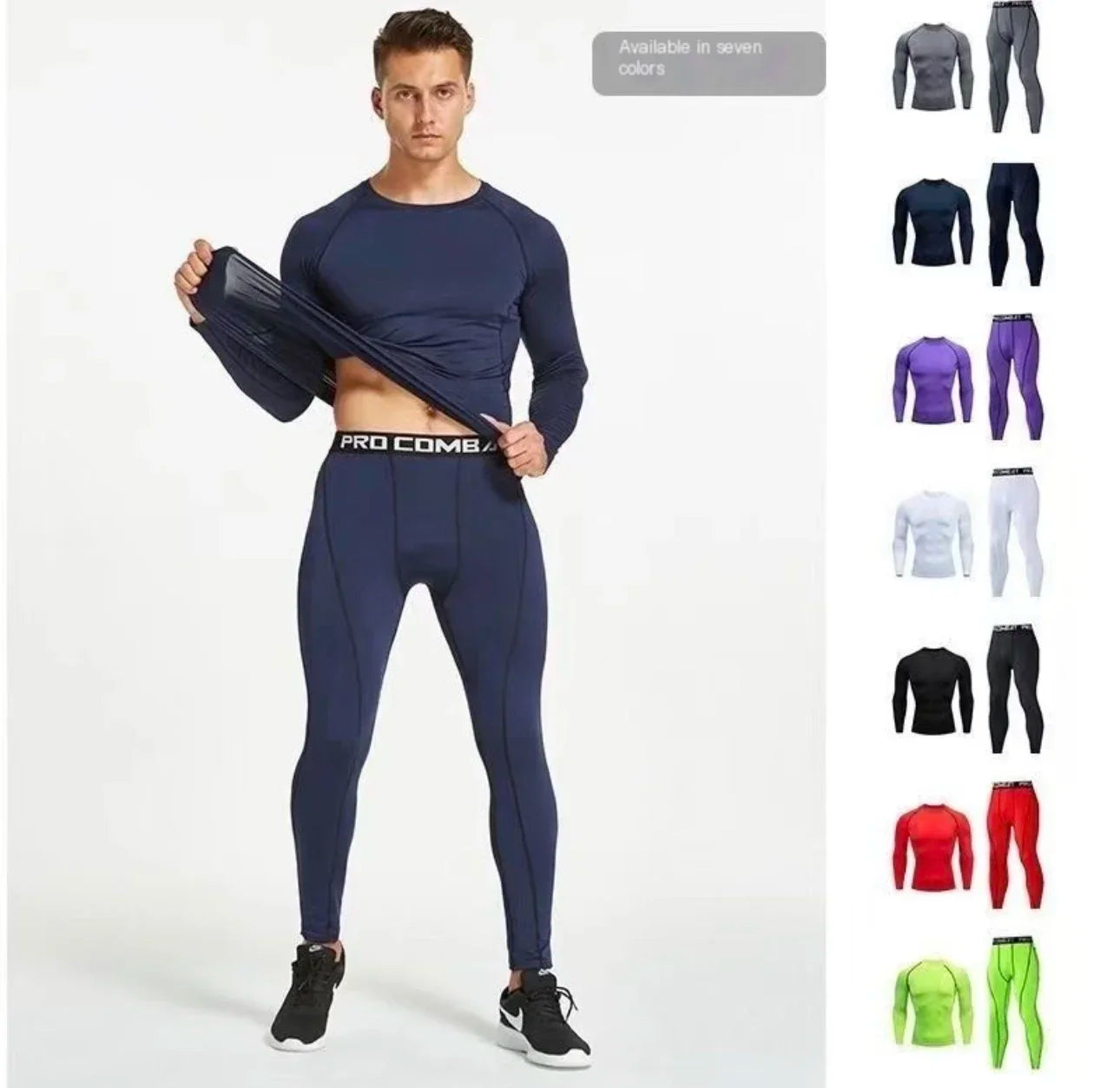2pcs Men Compression Sportswear Suit Elastic Training Sports Yoga Sets Workout Jogging Fitness Clothing Tracksuit Pants Sporting