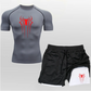 Anime Compression Shirt Men 2 in 1 Shorts Gym