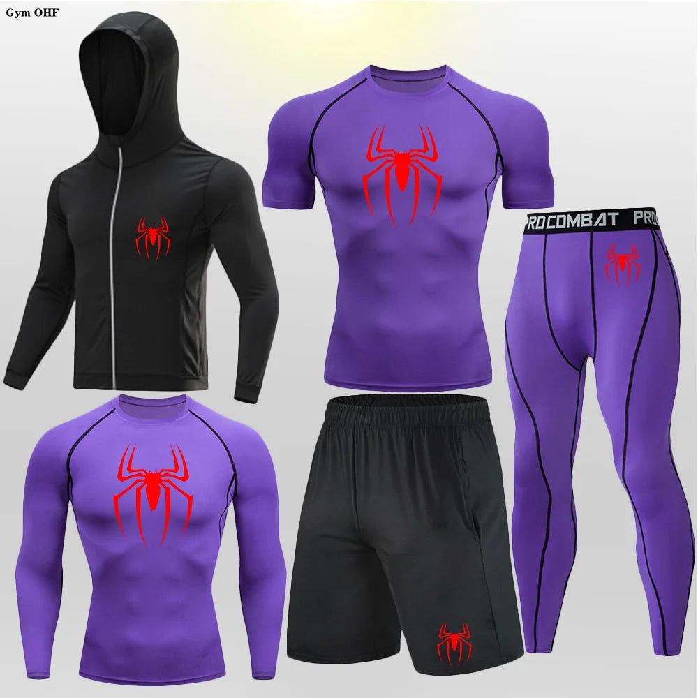 Men's Compression Sportswear Tights T-Shirt Spider