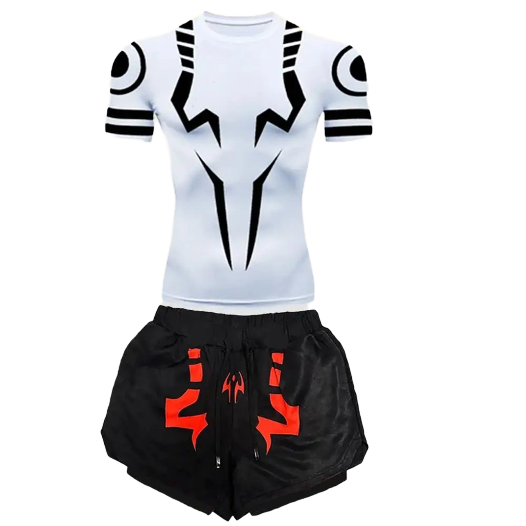 Men's 2-in-1 Compression Shirt & Double-Deck Shorts Set