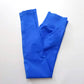 Woman wearing blue seamless gym leggings with high waist tummy control fit