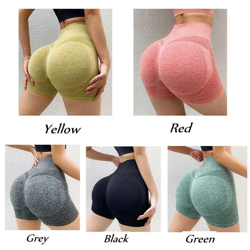 Woman wearing high waist workout shorts during a summer workout